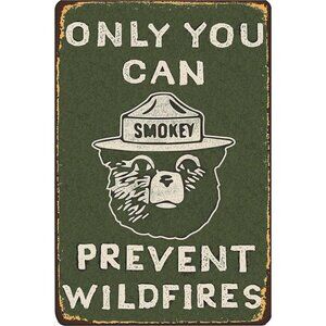 Vintage Metal Sign Smokey Bear Retro Metal Tin Sign Aluminum Sign